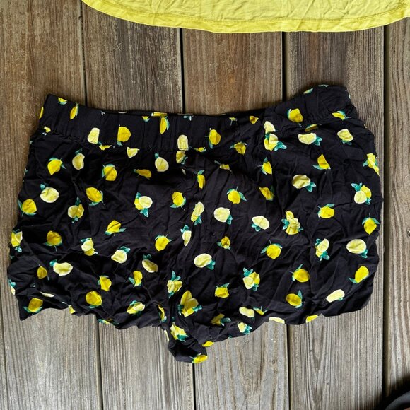 Cynthia Rowley XL Matching Sleeveless Top Shorts Outfit Yellow Black Lemons - Picture 5 of 10